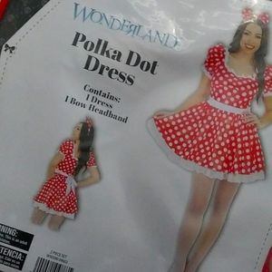 Adult Halloween Costume Women Minnie Polka Dot Dress in Size Medium